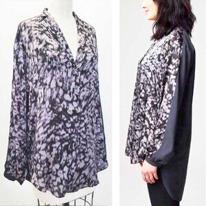 Glowe Womens Maternity Side Hustle Button Down Shirt Black Leopard Print M NWT